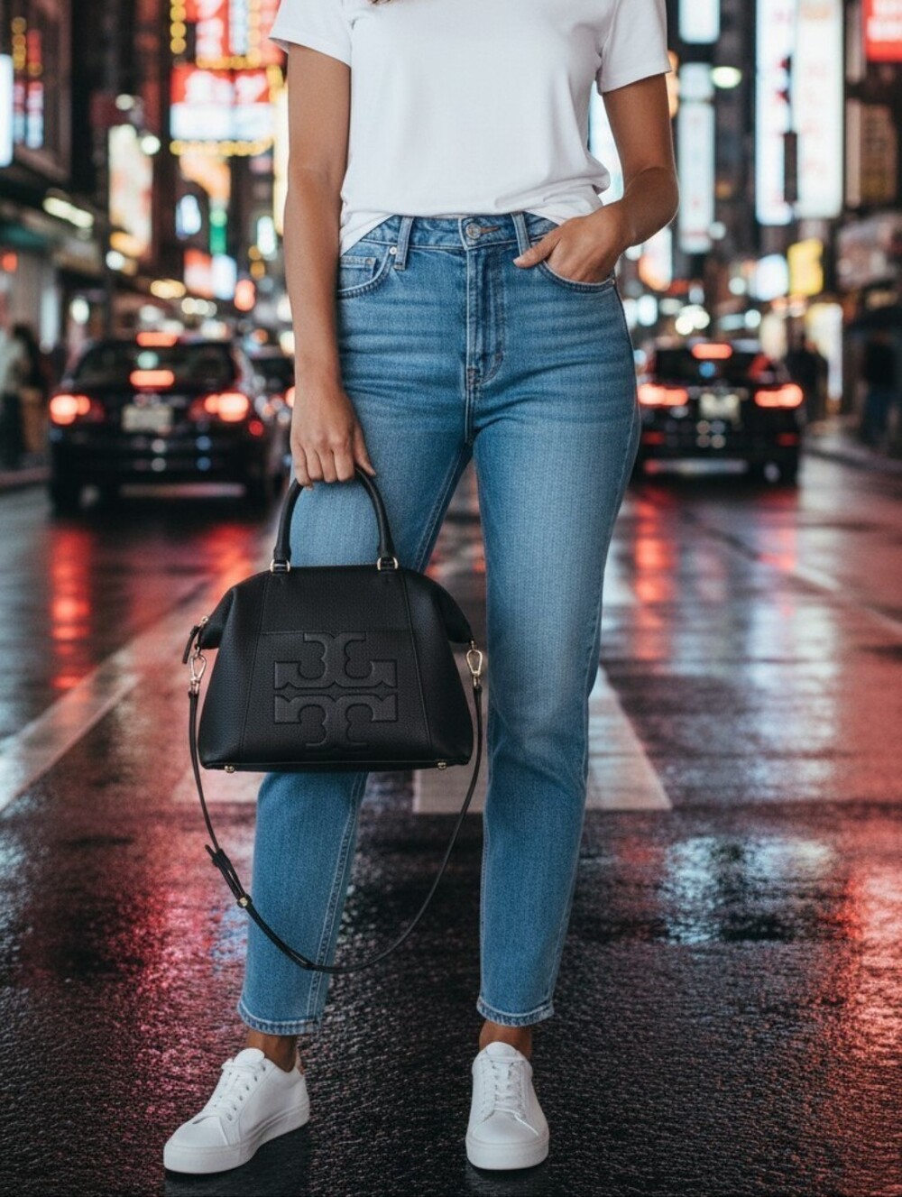 Tory Burch Black Leather Top-Handle Satchel Bag